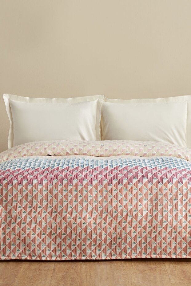 Dace 100% Cotton Double Bed Pike - Multicolor Geometric, 200x220 cm