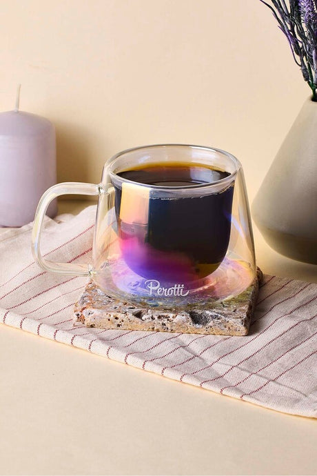 Colors Double-Walled Glass Mug - 200ml Iridescent Design