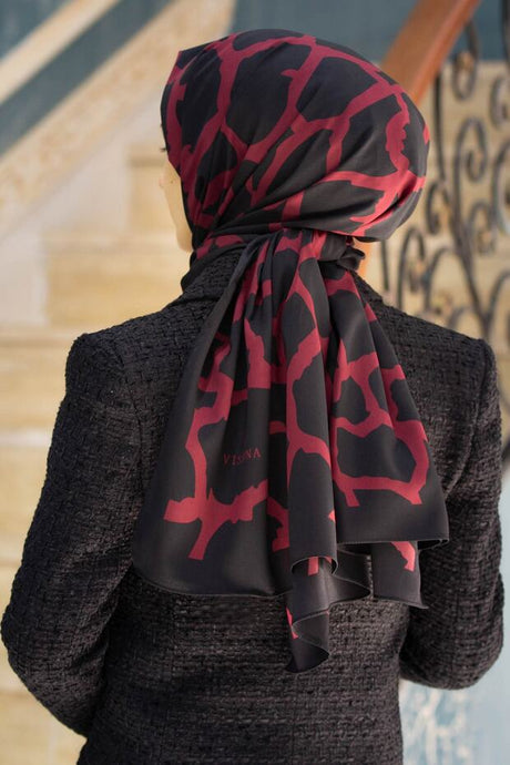 Luxury Medina Silk Shawl - Black & Red
