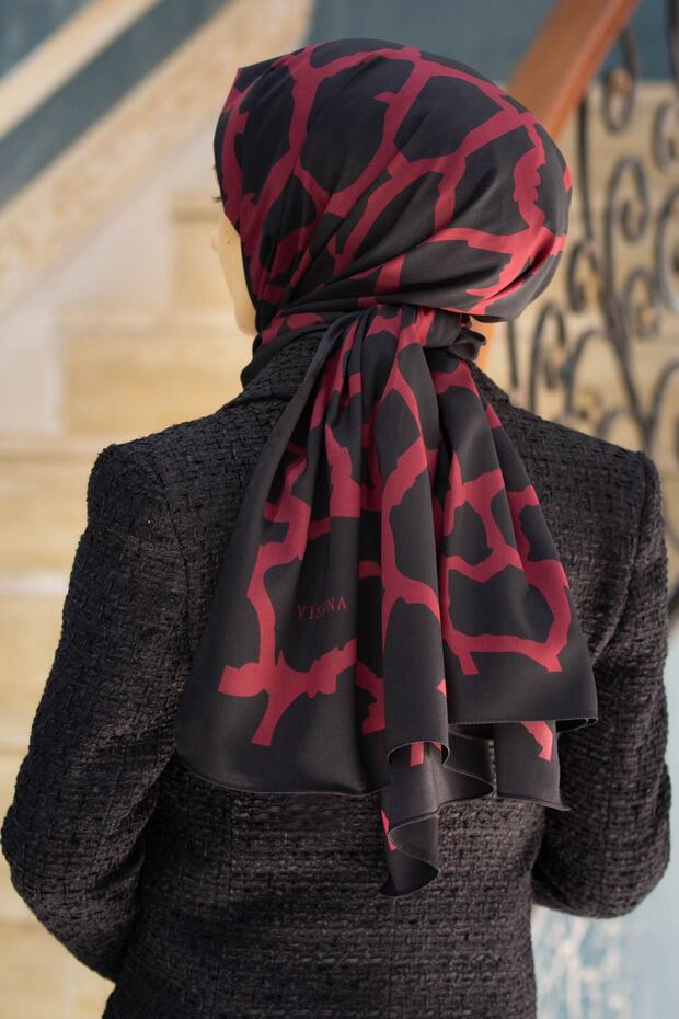 Luxury Medina Silk Shawl - Black & Red