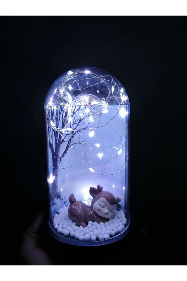 Enchanted Sleeping Deer Lighted Cloche - Romantic Home Decor Gift