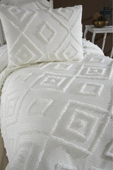 Samira Single Pique Set - 2-Piece Cream with Diamond Pattern
