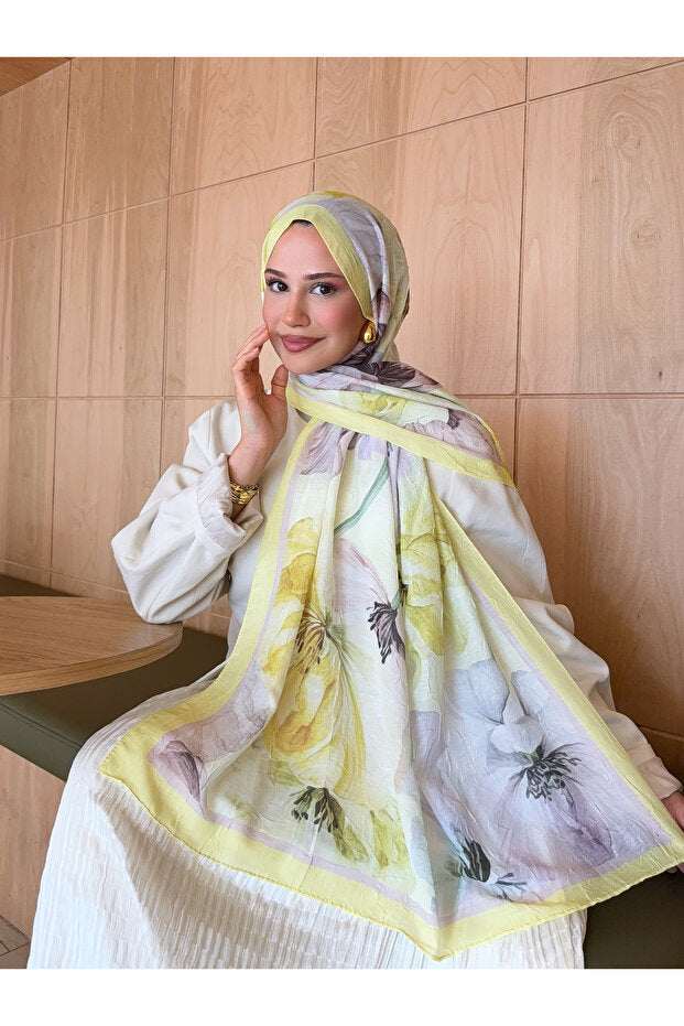 Patterned Bamboo Crinkle Shawl - Lightweight & Trendy