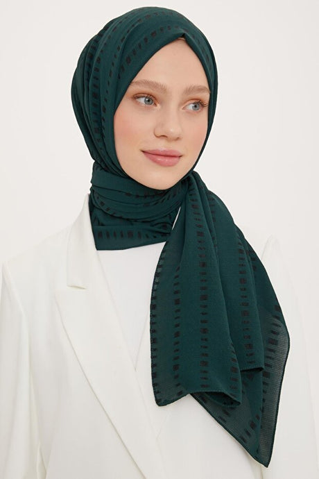 Dark Green Dotted Shawl - Breathable Viscose Blend