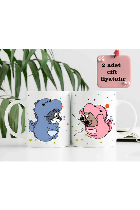 Tom & Jerry Dinosaur Costume Couple Mugs - 300ml Set of 2