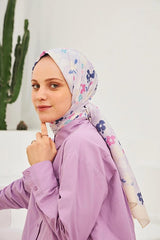 Amelia Patterned Cotton Shawl - Lilac