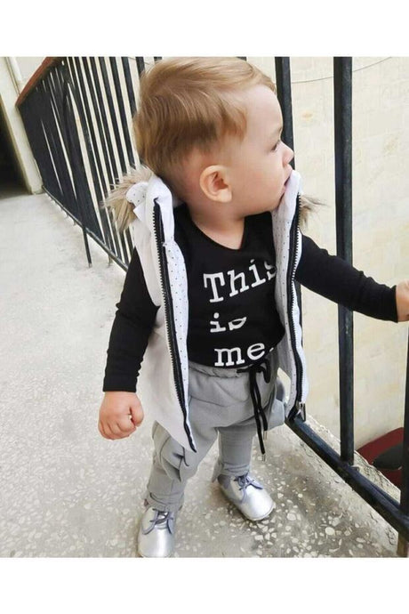 Unisex Baby 3-Piece Outfit Set with Padded Vest - 3-6 Months