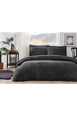 Noir Single 3-Piece Striped 100% Cotton Duvet Cover Set