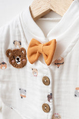 Newborn 5-Piece Muslin Cotton Baby Set - Bear Embroidery