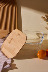 Glass Storage Container with Bamboo Lid - 1100ml Square