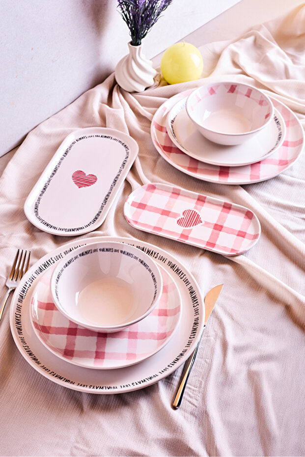 Hearts 8-Piece Dinner Set - Romantic Tableware for Two