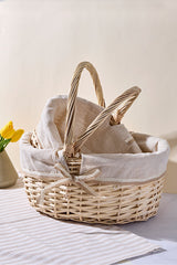 Wicker Picnic Basket Set with Liners - 2 Piece Organizer