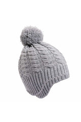 HelloBaby Unisex Pom-Pom Beanie with Ear Flaps - Soft Acrylic Knit