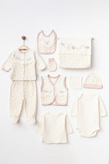 10-Piece Newborn Baby Hospital Set - Organic Cotton & Flower Embroidery