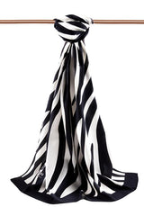Luxury Medina Silk Zebra Pattern Shawl - Black & White