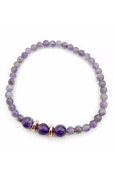 Amethyst Natural Stone Bracelet - 4mm Beads, 18-19cm Length