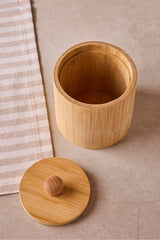 Natural Bamboo Spice Jar with Lid - 10x12 cm Kitchen Storage Container