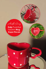 Handmade Ceramic Polka Dot Heart Design Coffee Mug