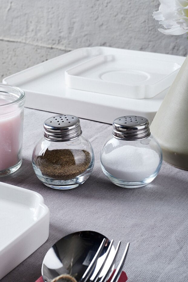 Elegant Glass Salt & Pepper Shaker Set - 50ml x 2