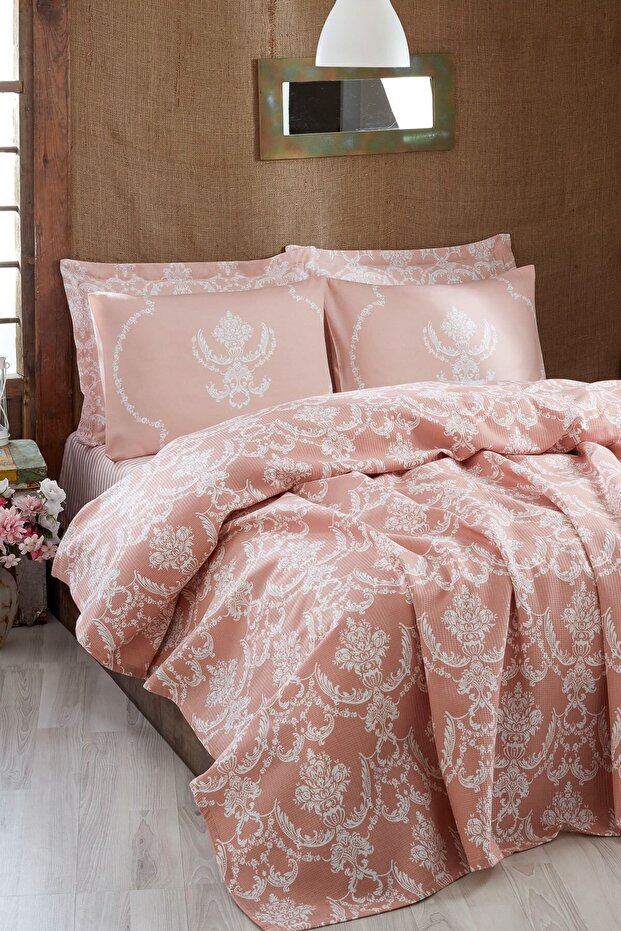Single Cotton Pike Bedspread - Pure Powder, 160x235cm