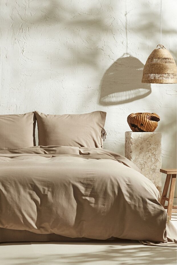 4 Element Double Duvet Cover Set - Latte, 100% Cotton