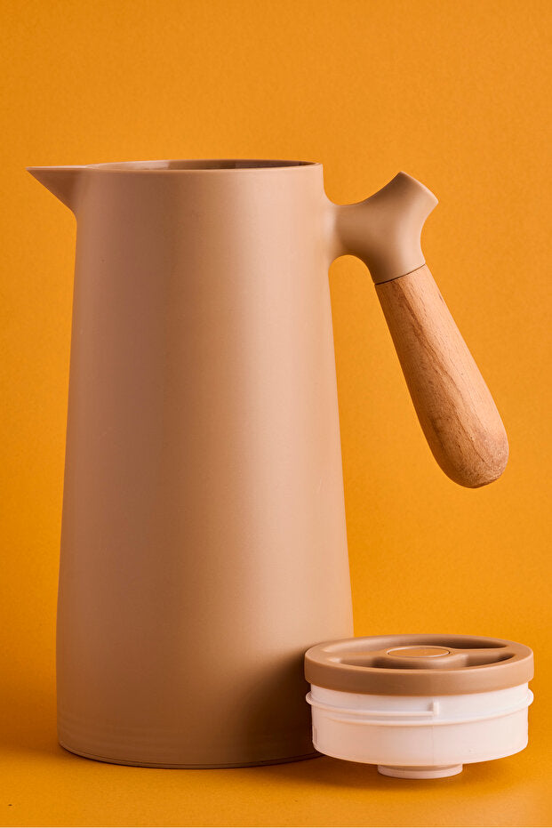Nordic Style Vacuum Thermos with Wooden Handle - 1000ml