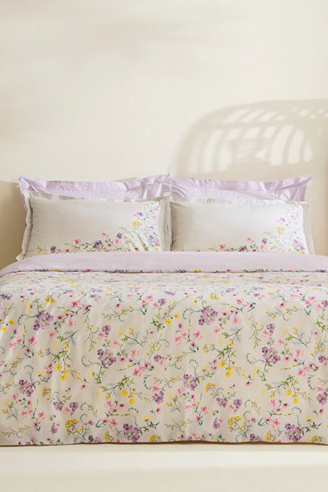Eliana 100% Cotton Single Duvet Cover Set - Lilac Floral