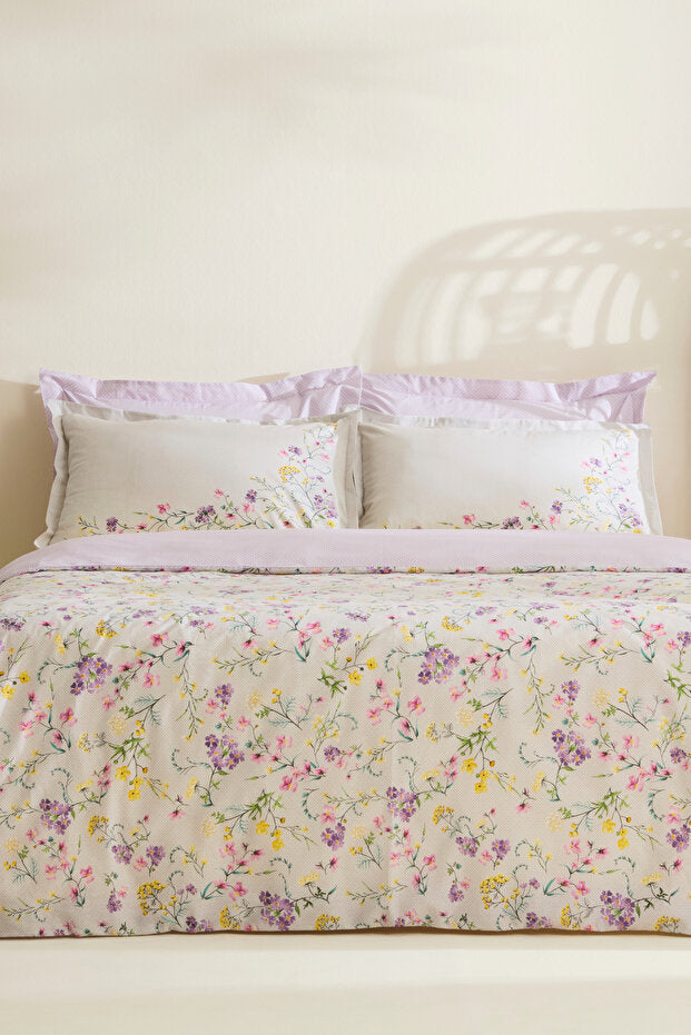 Eliana 100% Cotton Single Duvet Cover Set - Lilac Floral