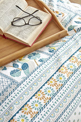 Frega 100% Cotton Single Duvet Cover Set - Green Pattern