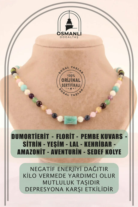 42cm Multi-Stone Natural Gemstone Necklace - Certified Original