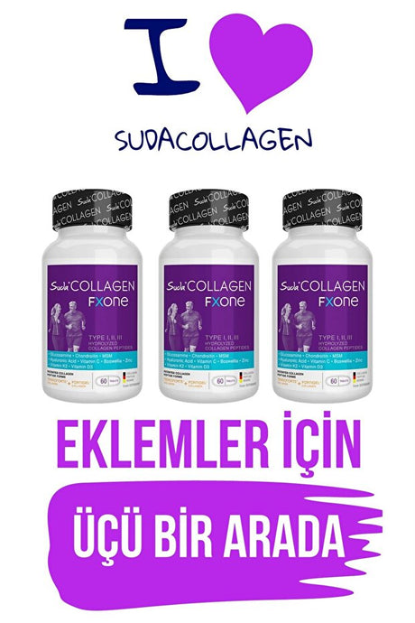 FXone Type I, II, III Hydrolyzed Collagen - 60 Tablets x 3 Pack