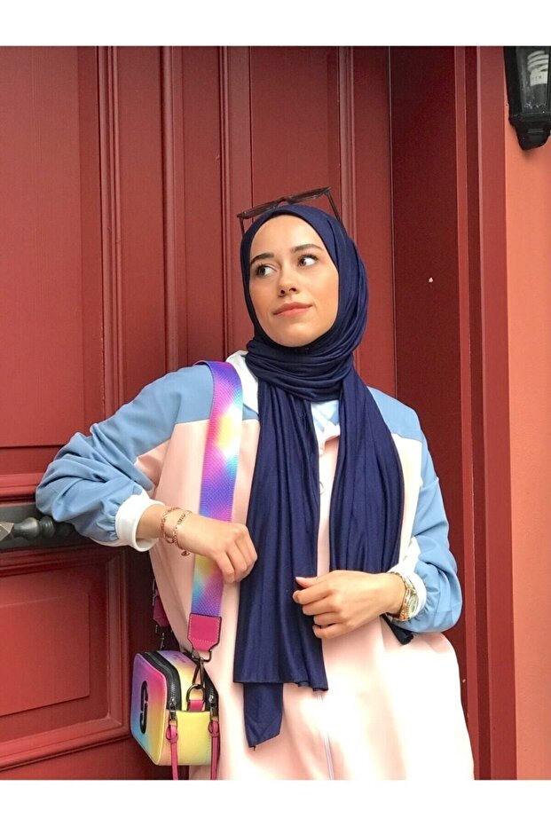 Viscose Jersey Shawl - Navy, Non-See-Through & Breathable