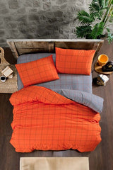 Orange Double Duvet Cover Set - 4 Pieces, 200x220 cm