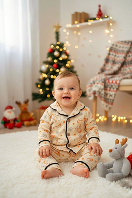 Baby & Kids Snowman 100% Cotton Long Sleeve Buttoned Pajama Set - 6-9 Months