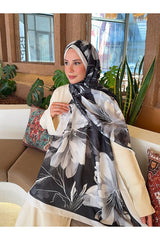 Patterned Cotton Soft Shawl - Black & White