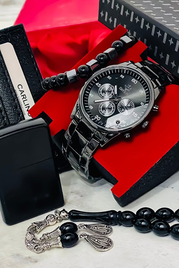 Men's Watch, Lighter, Card Holder, Tasbih, Bracelet Gift Set