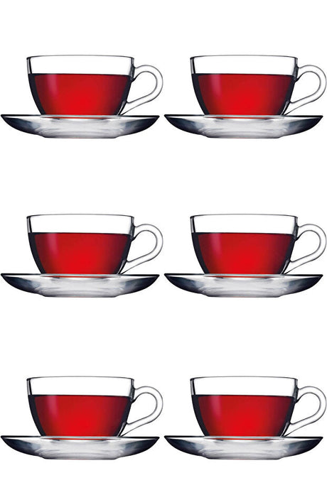 Pasabahce Basic Glass Turkish Tea & Coffee Cup Set - 238ml, 12-Piece