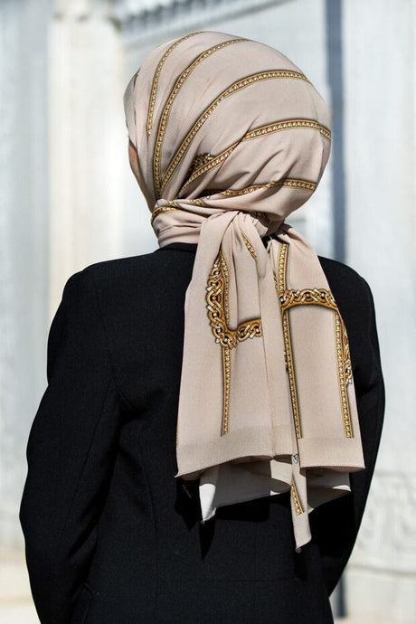 Luxury Medina Silk Shawl - Elegant Beige