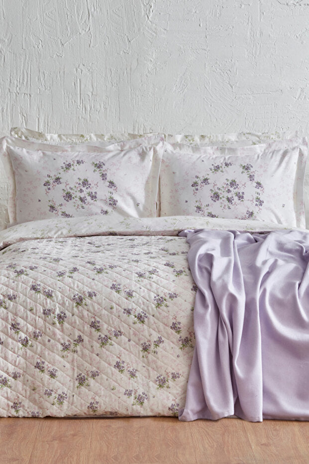 Nevra Double Piqué Summer Bedding Set - 100% Cotton Lilac