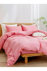 Pure Cotton Double Size Pink Duvet Cover Set - 4 Piece