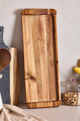 Handled Acacia Wood Serving Tray - 47x17 cm Elegant Presentation
