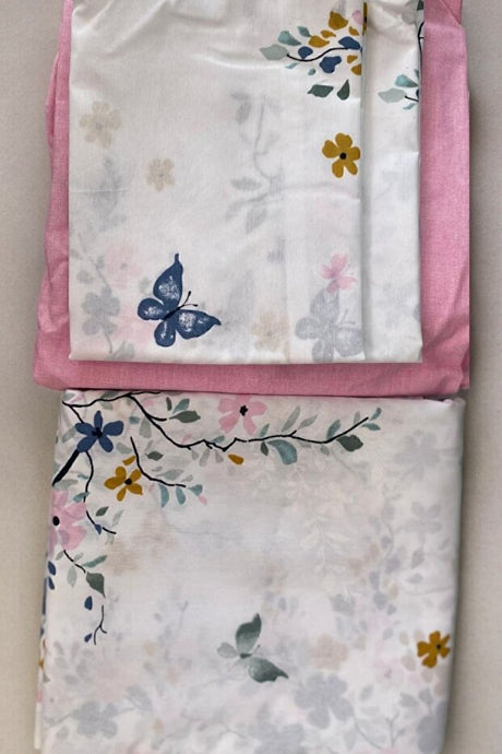 Double Floral Duvet Cover Set with Fitted Sheet