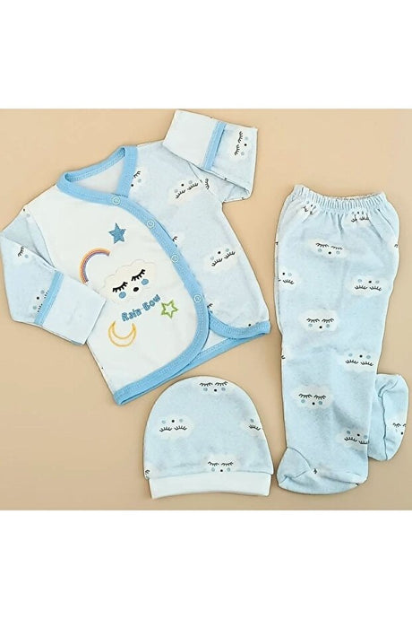 0-3 Months Baby Cloud Print 3-Piece Clothing Set - Organic Cotton