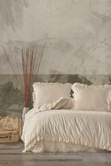 100% Cotton Ruffled Washed Double Duvet Cover Set 200x220cm