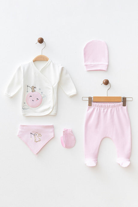 Little Rabbit Newborn 5-Piece Pink Cotton Hospital Exit Set