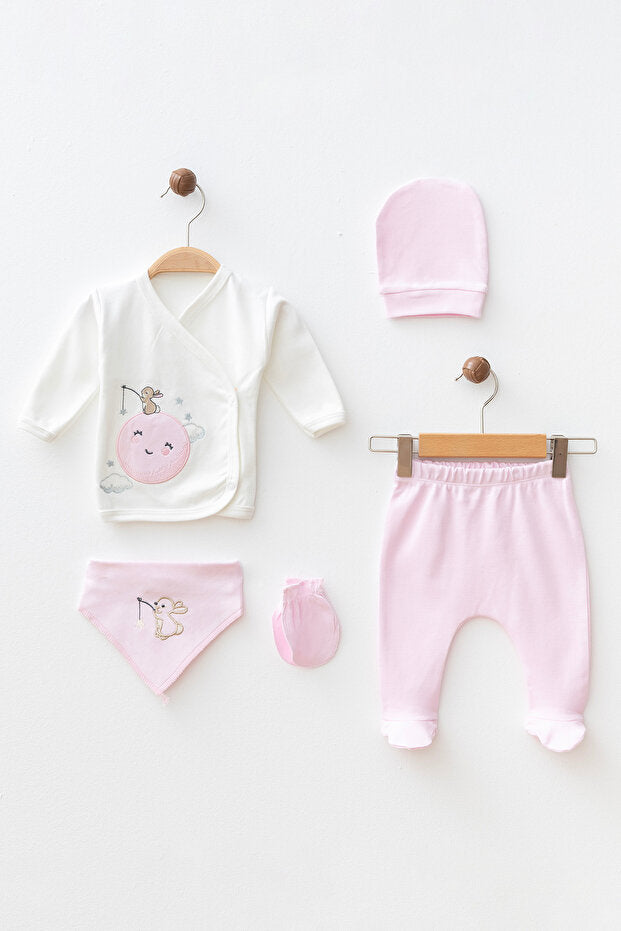 Little Rabbit Newborn 5-Piece Pink Cotton Hospital Exit Set
