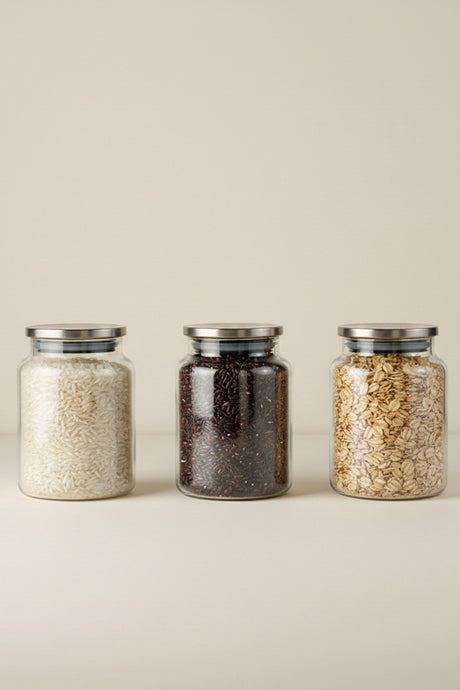3-Piece 900ml Glass Food Storage Jar Set with Metal Lids