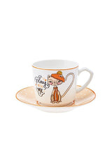 Fancy Cat 2-Person Porcelain Coffee Cup Set - 80ml
