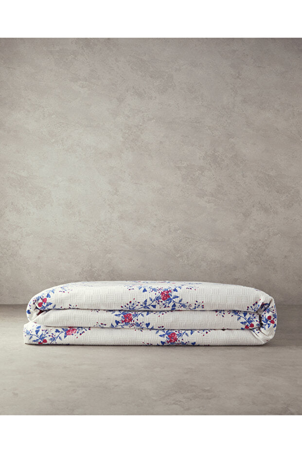 Floral Single Size Pike - Dark Blue Cotton Bedspread