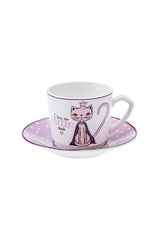 Fancy Cat 2-Person Porcelain Coffee Cup Set - 80ml